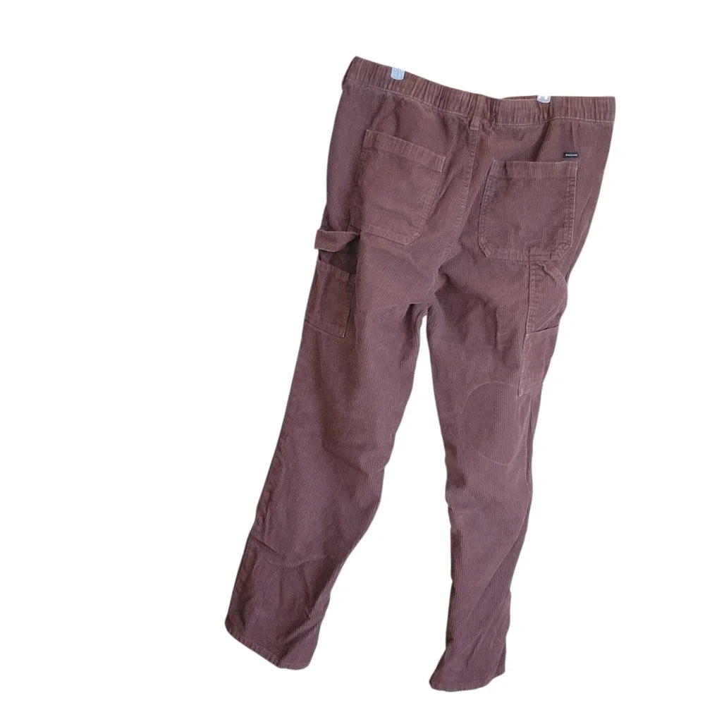 PacSun Mens Brown Corduroy Carpenter Pants Elastic Waist Drawstring Straight Leg